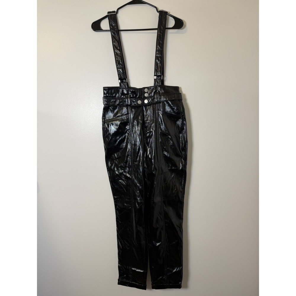 BlankNYC Other Worldly Black Faux Leather Overall Pants Goth Alternative Size 28